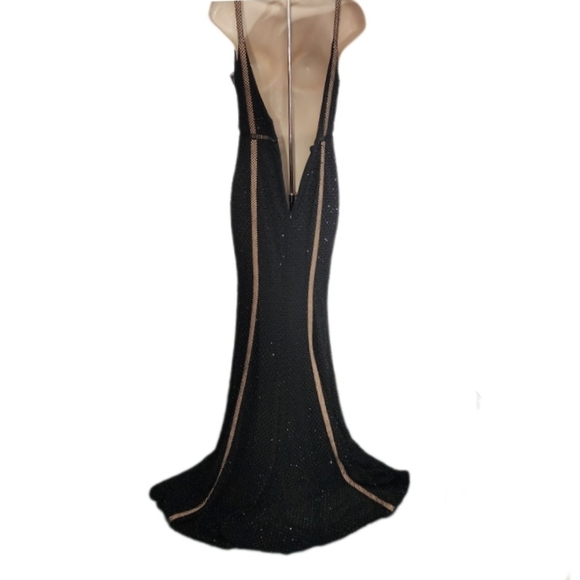 ALYCE PARIS Beaded Full Plunge Neckline Sleeveless Full Length Gown Black Size 2 - Picture 8 of 14